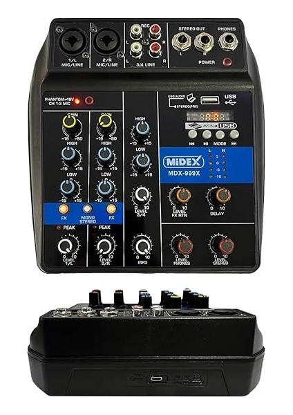 MDX-999X Stüdyo Kayıt Için Ses Kartlı +48V Phantomlu Kayıt Mikseri (Xlr Kablo + Rca Hediye) modelleri