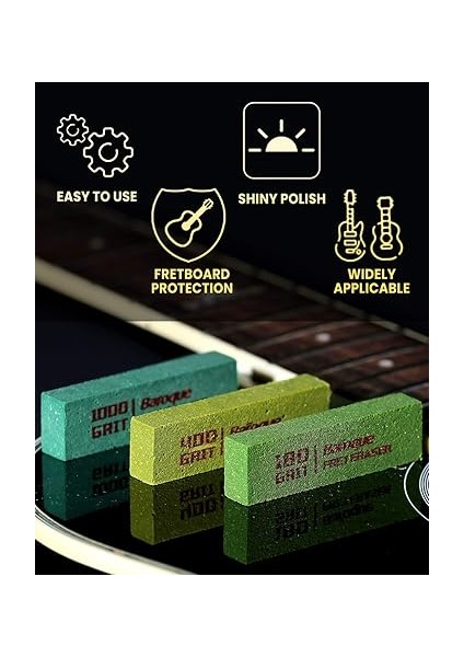 Gitar Için Bel Silgisi, Fret Polishing Rubber, Zımpara Lastiği Blokları, Gitar Cilası, Metal Bel Telleri Için Temizleme Seti, 3'lü Paket (180 ve 400 ve 1000 Granülasyon) fiyatları