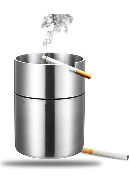 1 Adet Paslanmaz Çelik Küllük Kül Tablası Kalınlaştırılmış Paslanmaz Çelik Küllük Ofis, Ev, Bar, Otel, Araba Için Uygun (7×9,4 Cm)