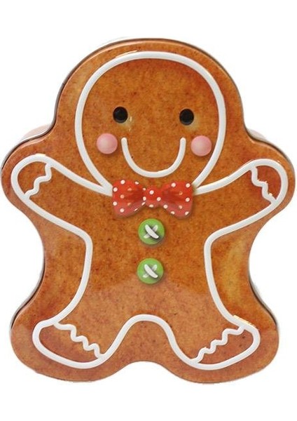 Yılbaşı Temalı Kurabiye Adam Figürlü Metal Kutu Hediye ve Saklama Kutusu 13 cm fiyatları