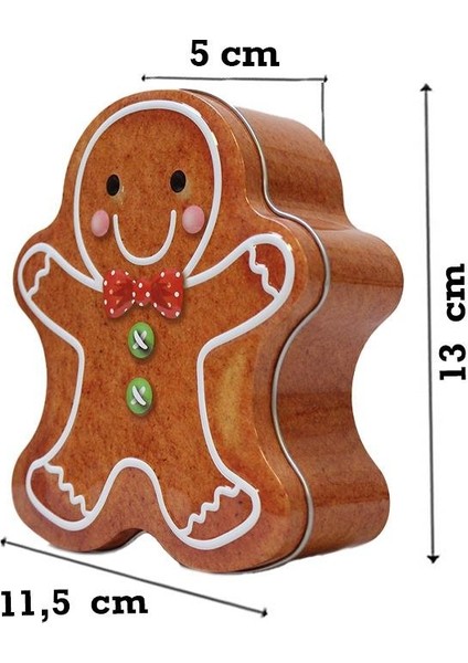 Yılbaşı Temalı Kurabiye Adam Figürlü Metal Kutu Hediye ve Saklama Kutusu 13 cm modelleri