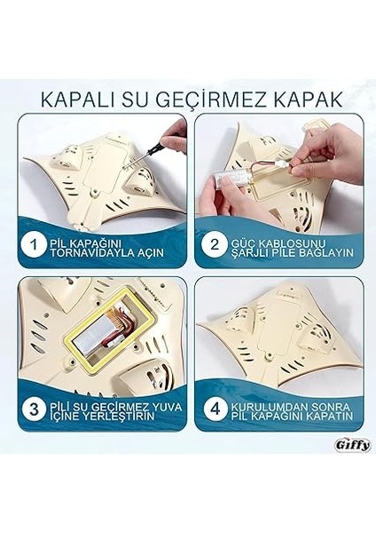 Kumandalı Vatoz Balığı Su Geçirmez Şarjlı Işıklı Hareketli Kuyruk Full Fonksiyon Hareketli, Havuz Oyuncakları, 2.4g Yüksek Simülasyonlu Vatoz Sualtı Hayvan Su indirimleri