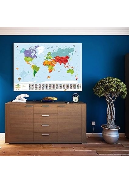 Map Kids Eyaletli Kazınabilir Çocuk Için Eğitici Öğretici Dünya Haritası En Büyük Boy 70×100 Türkiye’de Tek indirimleri