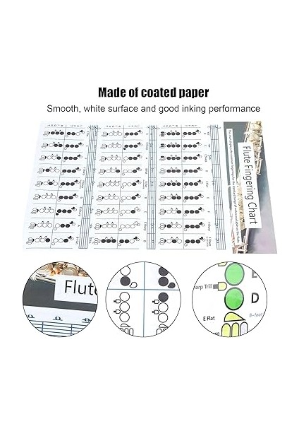Flüt Akor Tablosu, Taşınabilir Flüt Parmak Çalma Akor Tablosu Kaplamalı Kağıt Flüt Parmak Çalma Alıştırma Tablosu Acemi Öğrenci Uygulama Öğretim (Büyük Flüt Çalma Tablosu indirimleri