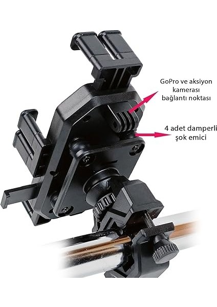 NR94 Motor ve Bisiklet Telefon Tutucu Tek El Kullanım Gopro Bağlantılı Damperli Şok Emici Özellikli fiyatları
