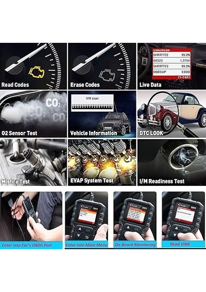 Creader 3001 Obd2 Teşhis Cihazı, 2000 Sonrası Avrupa Obd Iı / Eobd Protokolleri Için Araba Motoru Arıza Kodu Tarayıcı, Araba Teşhis Tarama Aracı modelleri