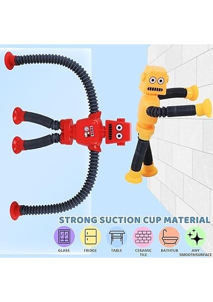 4 Adet Teleskopik Vantuzlu Robot Oyuncak, Duyusal Robot Tüp, Pedagojik Stres Azaltıcı Oyuncak, Çocuklar Için, Erkek ve Kız Çocukları Için Parti Hediyeleri fırsatları