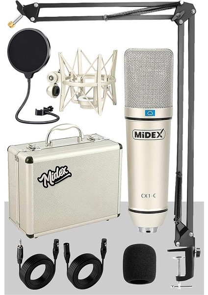 Cx1 Sta Üst Seviye Condenser Stüdyo Ses Kayıt Mikrofonu Stand Filtre Seti