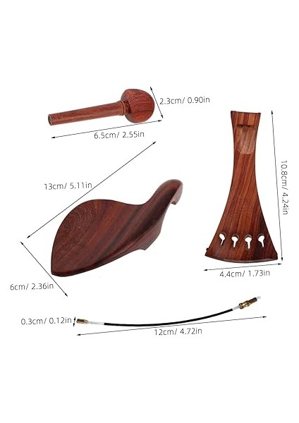 Gül Ağacı Keman Aksesuarları Seti 4/4 Kemancılar Için Temel Kit Kuyruk Parçası Ayarlama Burguları Dahil fiyatları