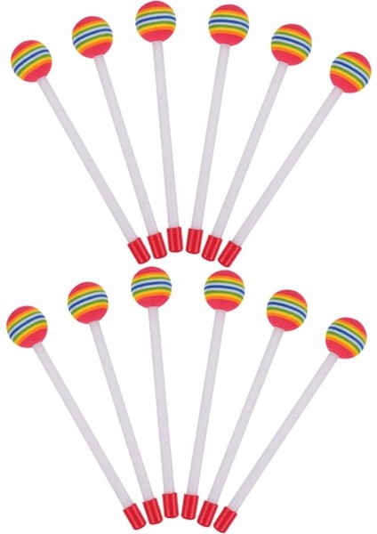 12 Adet Renkli Davul Tokmağı Yumuşak Köpük Başlı Plastik Percussion Çubukları ile Erkek Kız Için Eğlenceli Müzik Uygulamaları