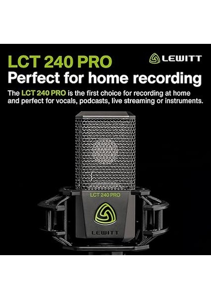 Vokal Enstrüman Kayıt ve Akış Için Xlr Kondenser Mikrofon - Lct 240 Pro Profesyonel Kondenser Kapsül Mikrofon Montaj ve Ön Cam - Ev Kaydı Için Mükemmel (Siyah, Vp) fiyatları