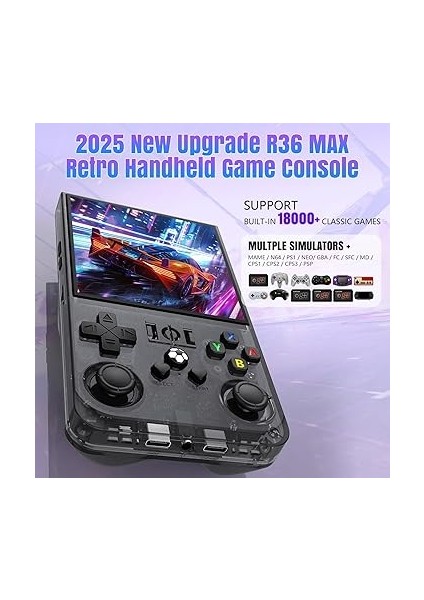 Yeni Yükseltme R36MAX Retro El Oyun Konsolu ile 64G Dahili 18000+KLASIK Oyunlar, Taşınabilir El Düzenlenen Açık Kaynak Linux Sistemi 4 Inç 4 K Hd IPS Ekran Video Oynatıcı (Siyah Max 64GB) fiyatları