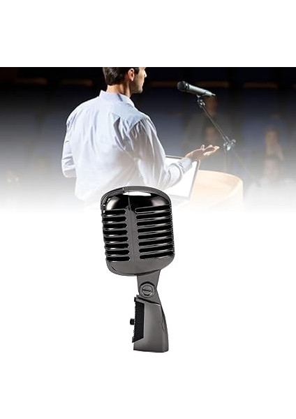 Mikrofon, Retro Dinamik Vokal Mikrofon, Tek Yönlü, Çinko Alaşımı, Şok Geçirmez, 600Ω, Vintage Stil, Zengin Ses Kalitesi, Canlı Performanslar ve Stüdyo Kaydı, (Gunmetal fırsatları