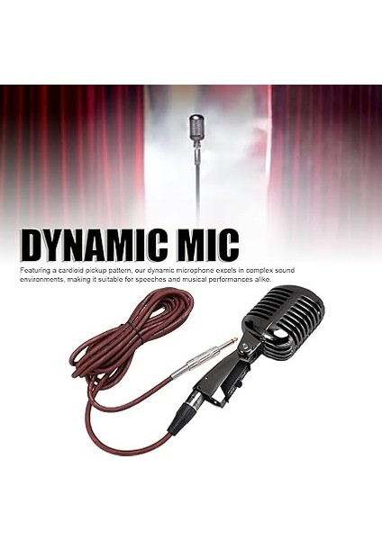 Mikrofon, Retro Dinamik Vokal Mikrofon, Tek Yönlü, Çinko Alaşımı, Şok Geçirmez, 600Ω, Vintage Stil, Zengin Ses Kalitesi, Canlı Performanslar ve Stüdyo Kaydı, (Gunmetal indirimleri