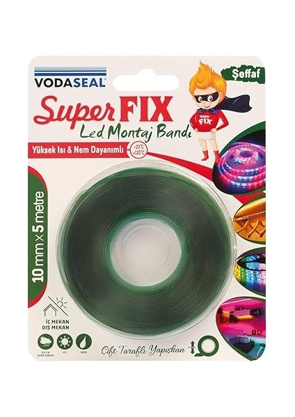 10MMX5MT LED Montaj Bandı - Şeffaf