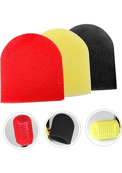 12 Adet Li Mikrofon Kapağı Seti Rüzgar Geçirmez Sünger Kılıf Ktv ve Sahne Performansları Için Uygun Kırmızı Sarı Siyah Mikrofon Kapakları modelleri