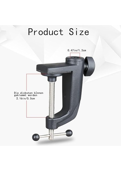 Için Masa Tutucu – Mikrofon Için Kol Kelepçesi Ayarlanabilir Vidalı Kol Standı, Maksimum Mesafe 55 Mm, C-Clamp Base Stand Mount Accessory, Masa Kelepçesi (Siyah) fiyatları