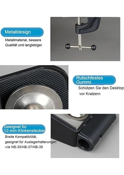 Için Masa Tutucu – Mikrofon Için Kol Kelepçesi Ayarlanabilir Vidalı Kol Standı, Maksimum Mesafe 55 Mm, C-Clamp Base Stand Mount Accessory, Masa Kelepçesi (Siyah) modelleri