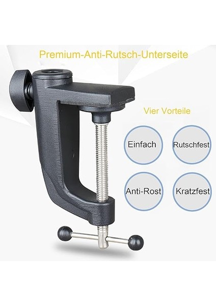 Için Masa Tutucu – Mikrofon Için Kol Kelepçesi Ayarlanabilir Vidalı Kol Standı, Maksimum Mesafe 55 Mm, C-Clamp Base Stand Mount Accessory, Masa Kelepçesi (Siyah) fırsatları