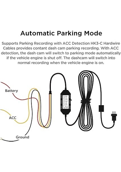 Hk3-C Araç Kamerası Için Type-C Park Modu Bağlantı Kiti Kablosu A139 / A139 Pro Modelleri Için indirimleri