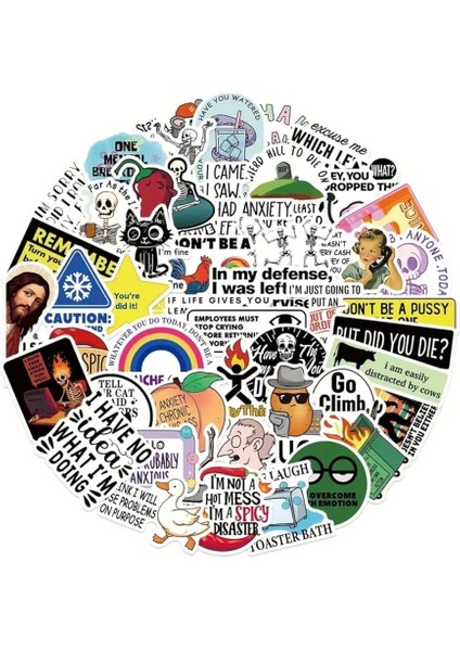 Major Selection 50'li Snarky Cartoon Meme Stickers, Sticker Seti Laptop Notebook Tablet Sticker Seti