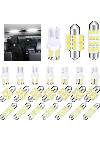 LED Araba Ampulleri, 24 Parça LED Iç Yedek Ampuller, Süper Parlak Kubbe Işık Ampulleri, Arabalar Için LED Ampuller Kiti, Araba Içleri Kubbe Harita Kapı Nezaket Plaka Işıkları (T10 31MM 42MM)