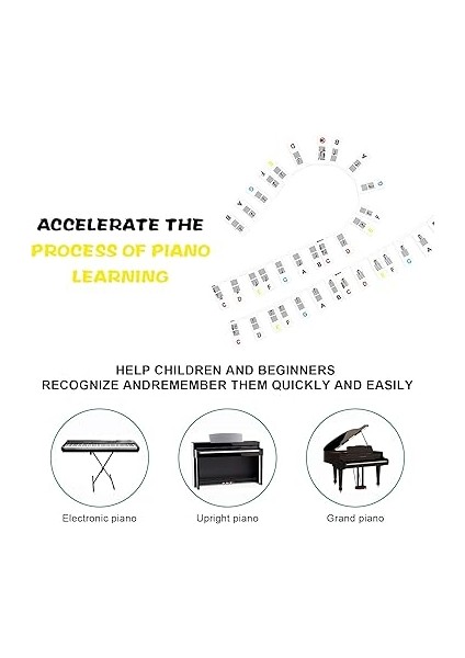 Çıkarılabilir Piyano Klavye Not Etiketleri, Yeni Başlayanlar Için Piyano Notaları Kılavuz Etiketleri, 88-Key ve 61-Key Tam Boyut, Silikon Piyano Anahtar Müzik Notları Mektup Etiketi, Yeniden indirimleri