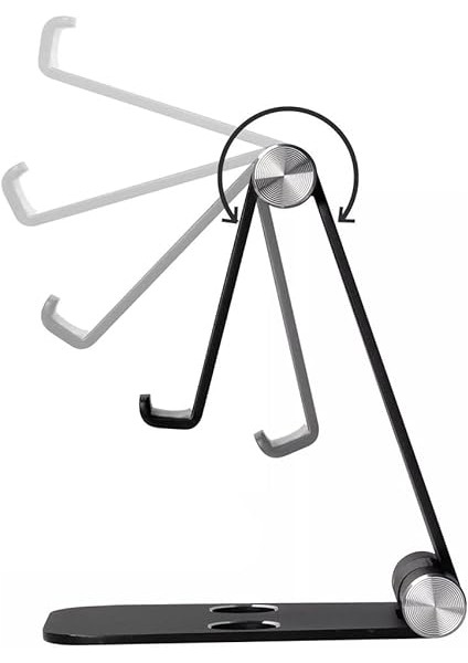 Komple Alüminyum Ayarlanabilir Ergonomik Katlanabilir Oynar Başlıklı Kaymaz Zemin Tabanlı Ergonomik G50 Telefon Tutucu Standı Desk Holder (Siyah) fırsatları