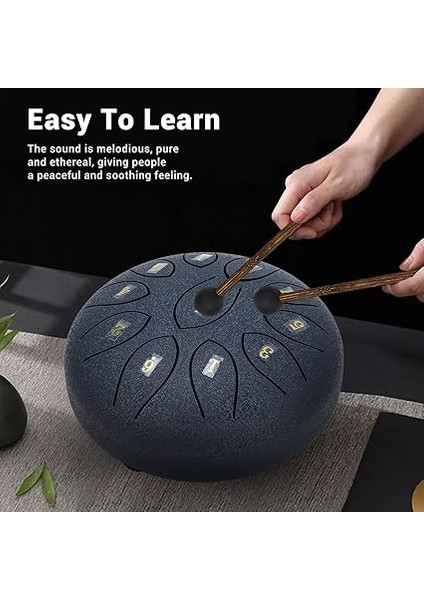 Yağmur Drum 6 Inç Karbon Çelik Dil Davul 11 ​​ton El Tava Perküsyonu Açık Hava Meditasyonu ve Bahçe Ses Terapisi (Blue) modelleri