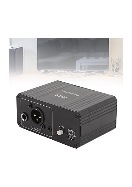 Mic Preampifier Dengeli Siyah Metal Yapısı 22DB Kazanç Şarj Edilebilir Li Iyon Pil Mikrofonu Preamp Stüdyo Kaydı 48V Xlr Çıkışı Düşük Gürültü modelleri