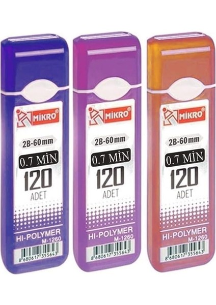 Ucu 120 Li 0.7 mm 2b 3 Paket Çoklu Versatil Kalem Uç Mekanik Uçlu Otomatik Kurşun Mikro Kalem Ucu 60 mm Yumuşak