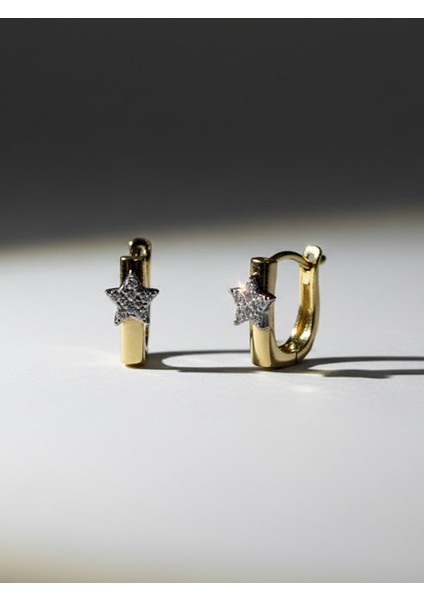 Modern Minimalist Yıldız Detaylı Kalın Altın Halka Küpe fiyatları