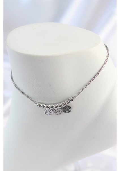 316L Çelik Gümüş Renk Yaşam Ağacı Kadın Halhal