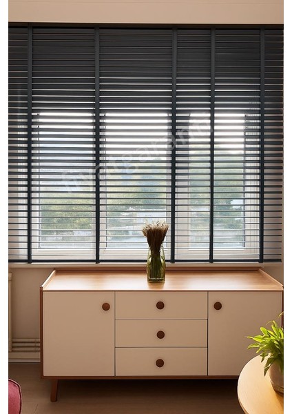 Antrasit Gerçek Ahşap Jaluzi 50MM Zincirli Redüktörlü Kurdelalı AJS1002 fiyatları