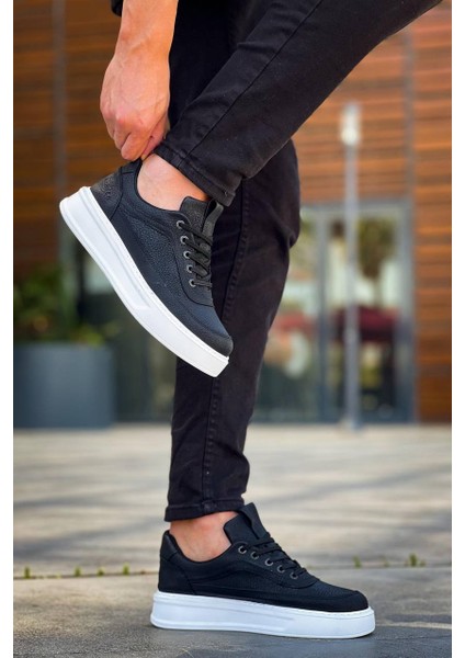 KB-006 Kuback Siyah Cilt Yüksek Taban Bağcıklı Günlük Erkek Ayakkabı indirimleri