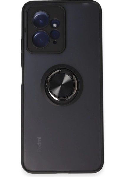 Note 12 4g Kılıf Montreal Yüzüklü Silikon Kapak - Siyah