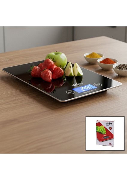 Cam Mutfak Tartısı Terazi LCD Ekran 5kg/1gr PİLLİ=CR2032 Gr/oz/ml/ıb Ölçüm SKS-4526 (5051)