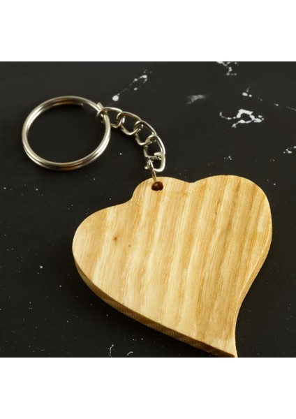 Kalp Ahşap Anahtarlık