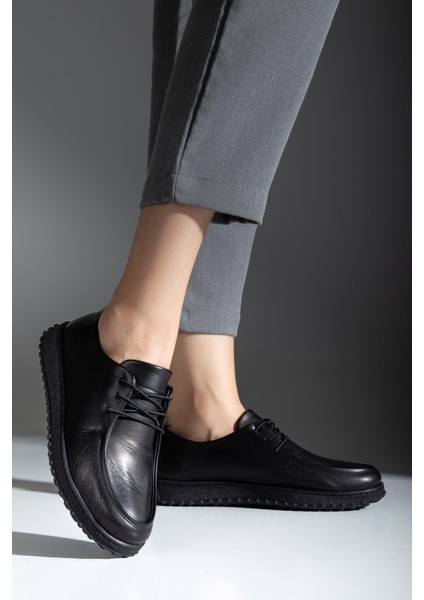 Kadın Siyah Hakiki Deri Yumuşak Tasarım Ortopedik Hafif Oxford Casual Ayakkabı fiyatları
