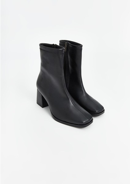 Yeni Sezon Deri Görünümlü Kadın Topuklu Ayakkabı