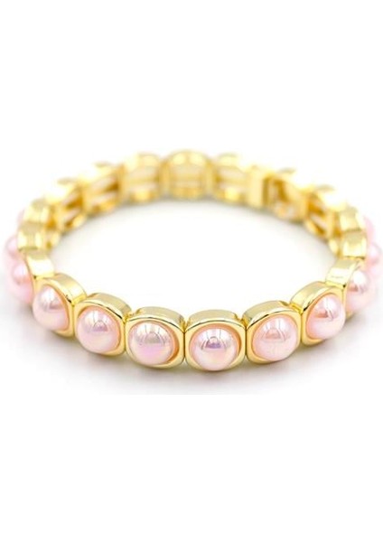 Lastikli Taşlı Bileklik - Pembe