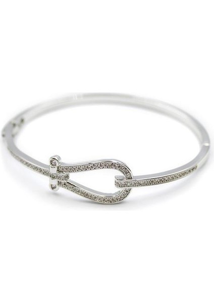 Taşlı Vip Bilezik - Gümüş