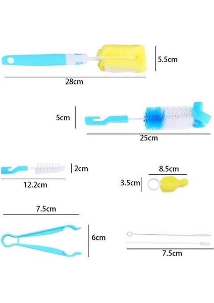 ® 7 Parça Biberon Uzun Kavanoz Termos Suluk Sürahi Yağ Şişe Içi Temizleme Fırçası Aparatı Seti fiyatları