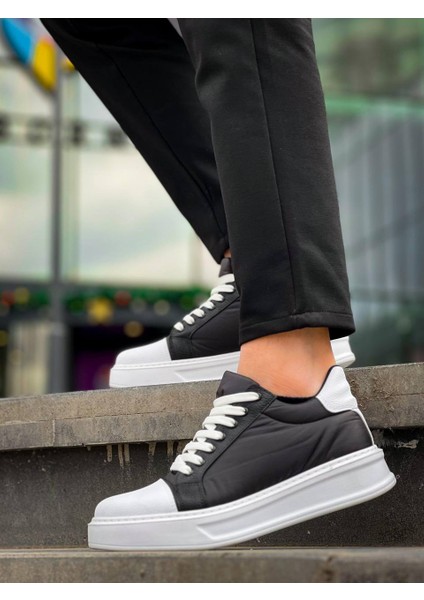 KB-X46 Kuback Siyah Beyaz Yüksek Beyaz Taban Günlük Spor Ayakkabı modelleri