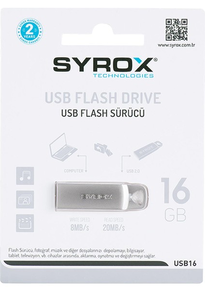 USB Flash Bellek Metal 16GB