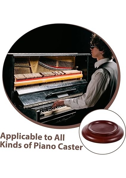 3 Adet Piyano Caster Kupası Dikey Piyano Zemin Koruyucu Kaymaz ve Geçirmeyen Tasarım Ahşap Zemin Koruması Için Uygun Kahverengi modelleri