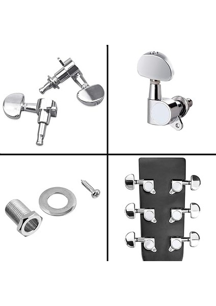 Gitar Için 6 Adet Akort Cihazı, 3l 3r Mekanik Akustik Gitar, Elektrikli Veya Akustik Gitar Için fiyatları