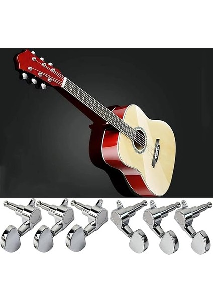 Gitar Için 6 Adet Akort Cihazı, 3l 3r Mekanik Akustik Gitar, Elektrikli Veya Akustik Gitar Için fırsatları