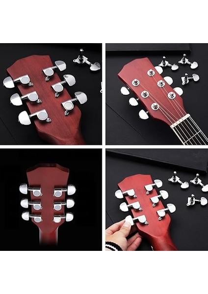 Gitar Için 6 Adet Akort Cihazı, 3l 3r Mekanik Akustik Gitar, Elektrikli Veya Akustik Gitar Için indirimleri