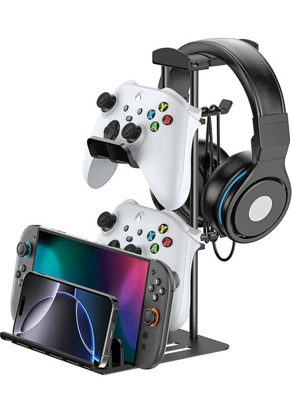 Oyun Kulaklığı Standı, Kumanda Tutucu ve Kulaklık Tutucu, Masa, Alüminyum Çubuklu Kulaklık Standı, Evrensel Kulaklık Standı, Anahtar, iPad Cep Telefonu Için
